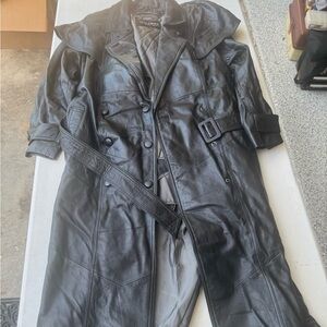 Wilsons Leather Black Trench Coat